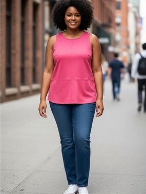 Ann Taylor Hot Pink Faux Suede Top Sz XL